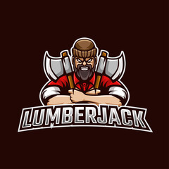 Lumberjack Cartoon Mascot Logo Illustration