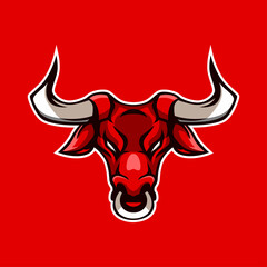 Red Buffalo Head Mascot Animal