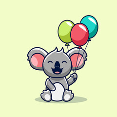 Koala Happy with Balloons Cartoon © Issar
