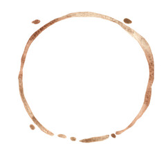 Brown color circle frame watercolor for decoration on coffee cafe and historical concept.