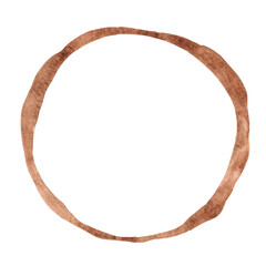 Brown color circle frame watercolor for decoration on coffee cafe and historical concept.