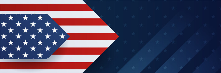 4th July Independence Day of United States America celebration banner background with American flag. Vector illustration. Designed for flyers, template, ads, posters, social media and decorations.