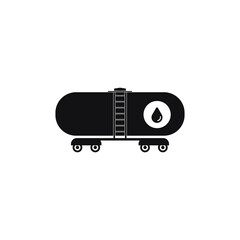 Railroad oil petroleum tank icon. Gasoline transportation. Logistics. Silhouette