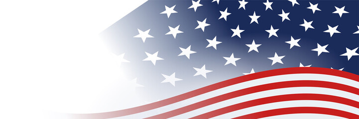 4th July Independence Day of United States America celebration banner background with American flag. Vector illustration. Designed for flyers, template, ads, posters, social media and decorations.