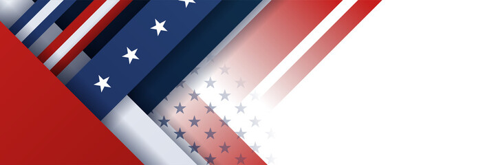 4th July Independence Day of United States America celebration banner background with American flag. Vector illustration. Designed for flyers, template, ads, posters, social media and decorations.