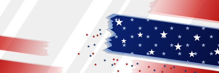 4th July Independence Day of United States America celebration banner background with American flag. Vector illustration. Designed for flyers, template, ads, posters, social media and decorations.