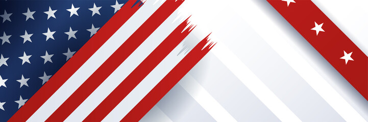 4th July Independence Day of United States America celebration banner background with American flag. Vector illustration. Designed for flyers, template, ads, posters, social media and decorations.