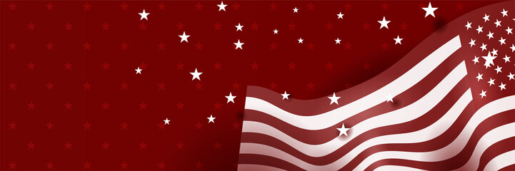 Happy 4th of July Independence day with USA red banner background. Universal America banner. Memorial day in the united states - remember and honor banner background vector illustration