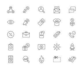 Icons set of promotion. Sipmle outline icon. Vector illustration..