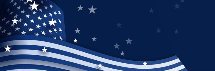 Happy 4th of July Independence day with USA blue banner background. Universal America banner. Memorial day in the united states - remember and honor banner background vector illustration