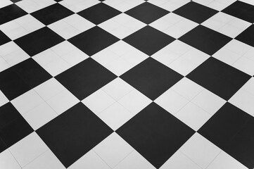 black and white chess pattern floor