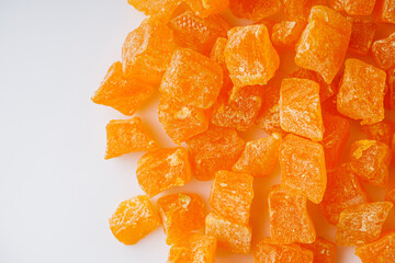 colored candied fruits on a white background