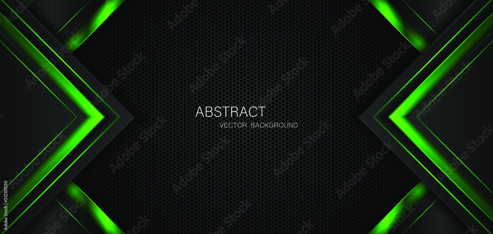 Aufkleber dark steel mesh abstract background with black and green polygon shapes, free space for design. mode