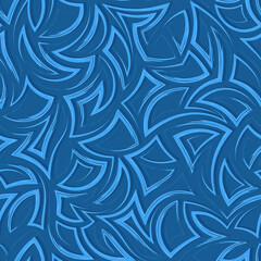 Seamless stock vector blue texture of angles and triangles drawn with smooth strokes.Seamless vector azure texture of corners and triangles drawn by stripes.