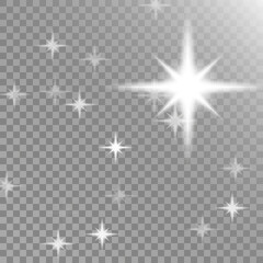 Vector transparent sunlight special lens flare light effect. PNG. Stars ligh. Bom light. Vector illustration