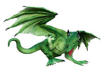 Fototapeta premium 3D Rendering Fairy Tale Dragon on White