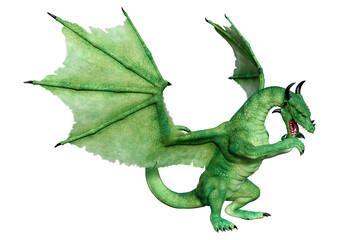 Naklejka premium 3D Rendering Fairy Tale Dragon on White