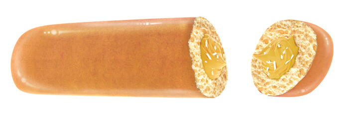 soft bread with filling for white background. 3D illustration