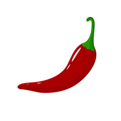 Red chilli pepper icon on white background. Fresh food spice. Vector illustration for design,print, web.