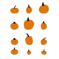 Autumn pumpkin plant Agriculture symbol. Fall decor. Fresh healthy food. Thanksgiving and Halloween Elements.