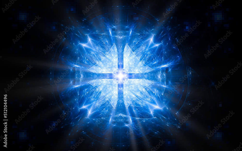 Aufkleber abstract illustration computer generated fantastic crystals of various shapes and shades on a black background for use in symbolism, signs for digital design and graphics