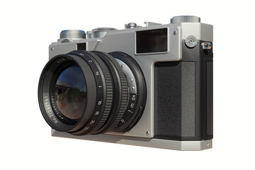 Fototapeta premium retro film camera. 3D illustration of a camera on a white background.