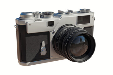 retro film camera. 3D illustration of a camera on a white background.
