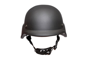 Advanced combat helmet of the US Armed Forces with a chin strap on a white background, isolate....