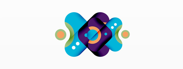 Creative geometric wallpaper. Minimal bubble arrow and circle abstract background. Techno business template for wallpaper, banner, background or landing