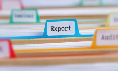 File folders with a tab labeled Export