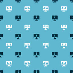 Set Video chat conference and on seamless pattern. Vector