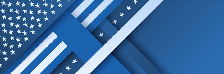 Fototapeta premium Happy 4th of July Independence day with USA blue banner background. Universal America banner. Memorial day in the united states - remember and honor banner background vector illustration