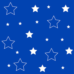 Simple classic Christmas seamless pattern with stars for background, wrapping paper, fabric, surface design. Blue background