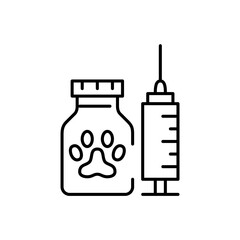 Pet medicine or vaccine icon. Pixel perfect, editable stroke line