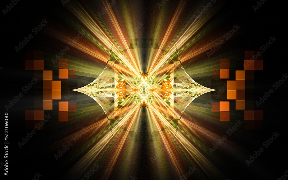 Fototapete digital illustration abstract image generated fractal background image wallpaper pattern of various geometric shapes and lines of various colors for computer graphics or web design