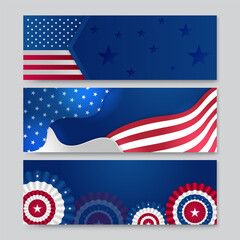 4th July Independence Day of United States America celebration banner background with American flag. Vector illustration. Designed for flyers, template, ads, posters, social media and decorations.