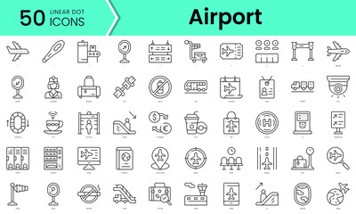 Fototapeta na wymiar airport Icons bundle. Linear dot style Icons. Vector illustration