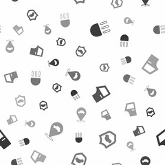 Set High beam, Car with shield, door and Location car service on seamless pattern. Vector