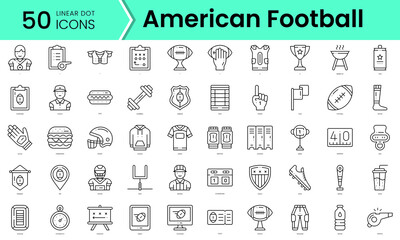 american football Icons bundle. Linear dot style Icons. Vector illustration