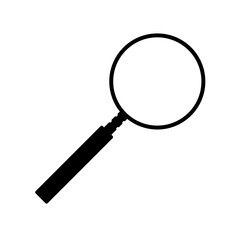 Magnifying Glass Silhouette. Black and White Icon Design Element on Isolated White Background