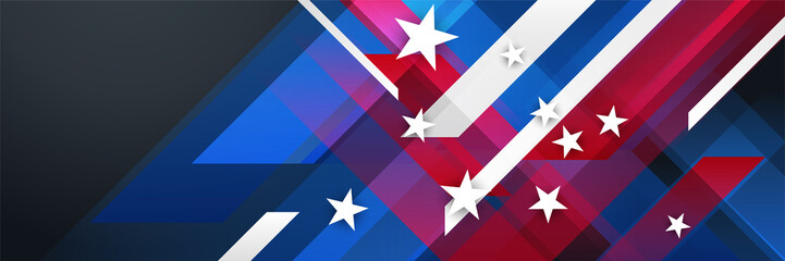 4th July Independence Day of United States America celebration banner background with American flag. Vector illustration. Designed for flyers, template, ads, posters, social media and decorations.