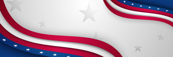 4th July Independence Day of United States America celebration banner background with American flag. Vector illustration. Designed for flyers, template, ads, posters, social media and decorations. © Salman