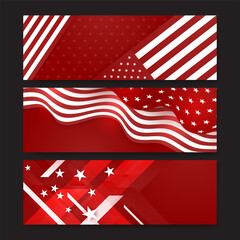 Fototapeta premium Happy 4th of July Independence day with USA red banner background. Universal America banner. Memorial day in the united states - remember and honor banner background vector illustration