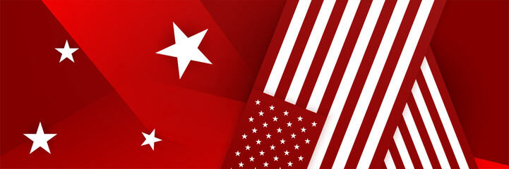 Obraz premium Happy 4th of July Independence day with USA red banner background. Universal America banner. Memorial day in the united states - remember and honor banner background vector illustration