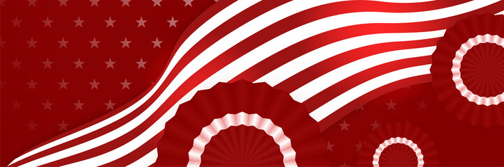 Naklejka premium Happy 4th of July Independence day with USA red banner background. Universal America banner. Memorial day in the united states - remember and honor banner background vector illustration