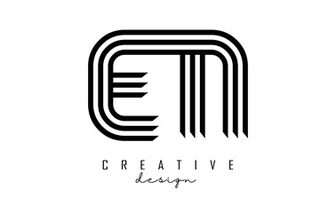 Black lines EM e m letters with monogram Logo Design.