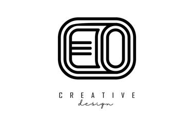 Black lines EO e o letters with monogram Logo Design.