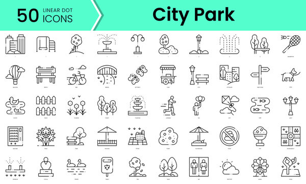 city park Icons bundle. Linear dot style Icons. Vector illustration