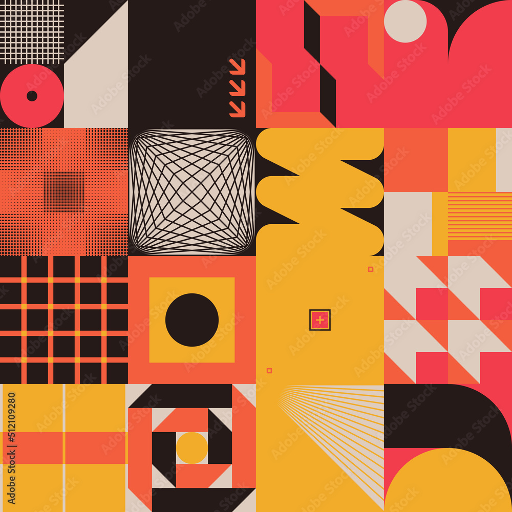 Aufkleber retro future inspired artwork made with abstract vector graphics and geometric shapes