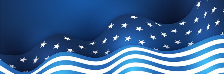 Happy 4th of July Independence day with USA blue banner background. Universal America banner. Memorial day in the united states - remember and honor banner background vector illustration